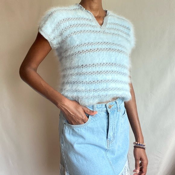 Fuzzy baby blue sweater - Picture 10 of 12